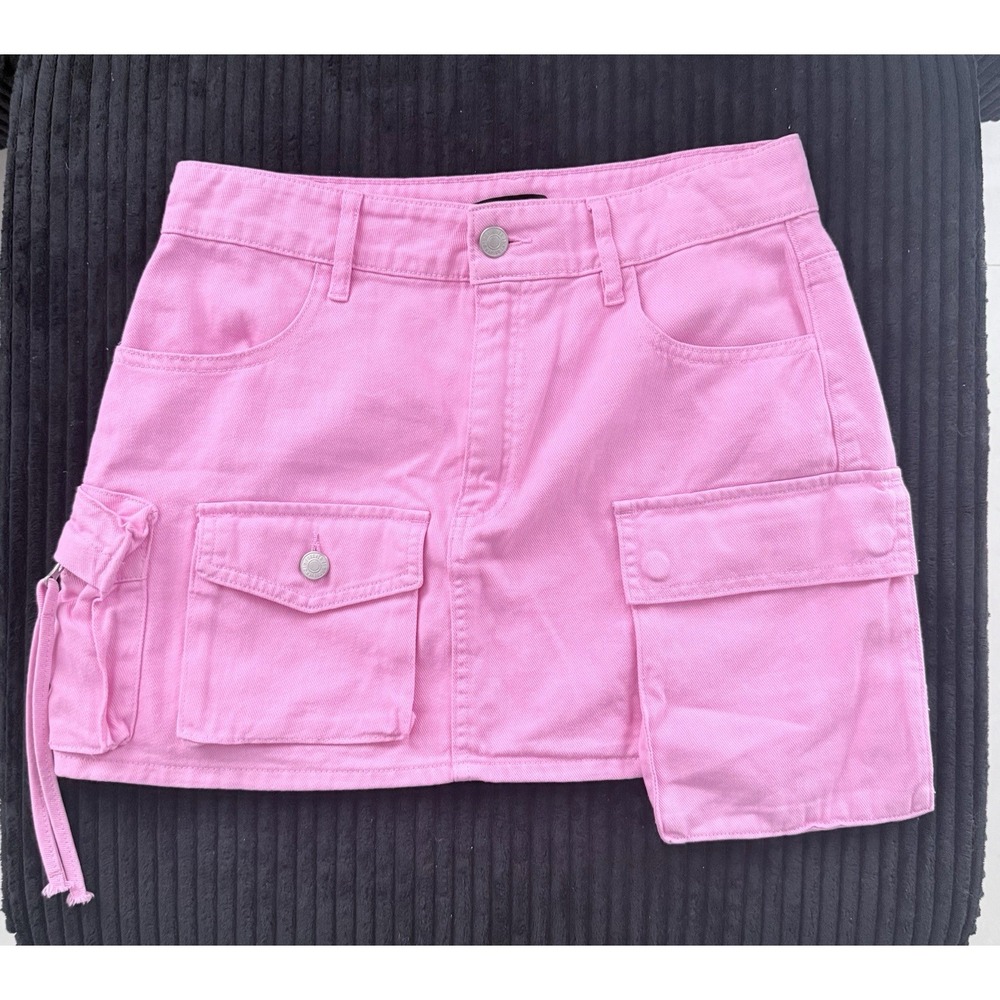 Forever 21 Women's Pink Cargo Jeans High Rise Straight Leg Size M